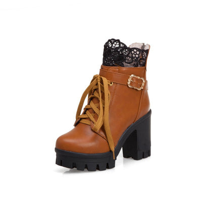 Cozenia™ | Modische Schnürstiefel mit stabilem Absatz