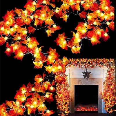 LED Ahornblatt-Lichterkette | Warmweißes Licht | USB & Batteriebetrieb | Herbstdeko Innen & Außen