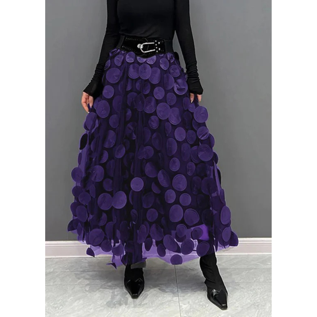 Damen Vintage Gepunkteter Maxi Rock | Hochtailliert