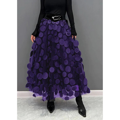 Damen Vintage Gepunkteter Maxi Rock | Hochtailliert