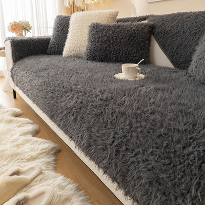 Gemütliche Plüschverdickung Anti-Rutsch Sofa-/Bänkeüberwurf