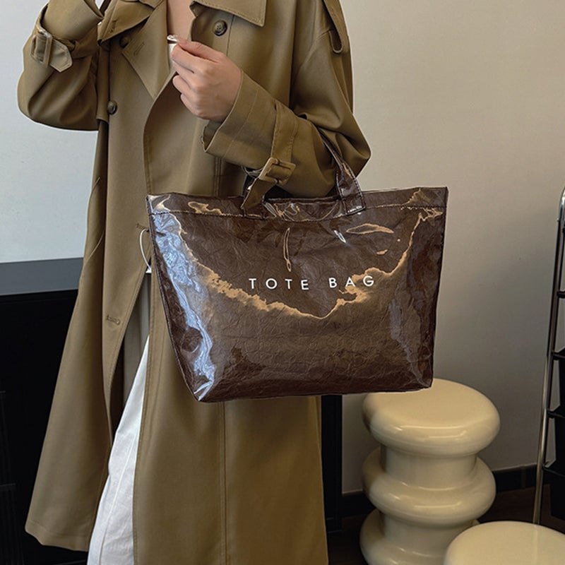 Damen Tragetasche | Große Tragetasche | Stylisch & Funktional | Kraftpapier & Polyester