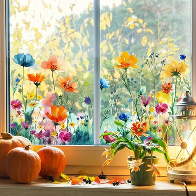 1+1 Gratis | FloralesAbziehbild™ Charmante Fensterdekoration
