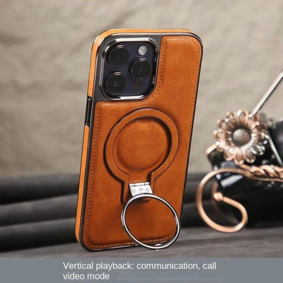 iPhone Hülle | Klassische Leder-Handyhülle mit Magnetfunktion | Standfunktion & Kamera-Schutz