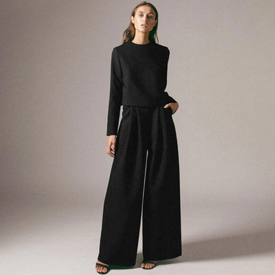 Zweiteiliges Set Aus Langärmligem Oberteil Und Hose Für Damen | Lässig