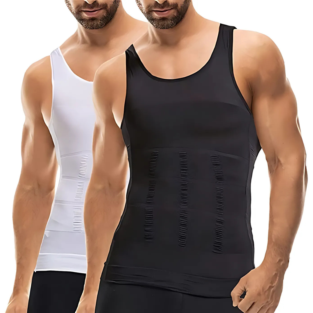 Herren Kompressionsunterhemd | Bauch- & Brust-Kaschierung | Unsichtbar Unter Kleidung | Rückenstütze