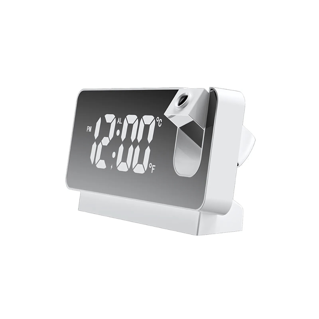 Projektionswecker | LED-Spiegeldisplay | 180° drehbare Projektion | Doppelalarm & Raumklimadisplay