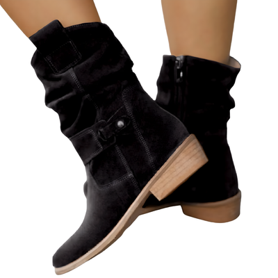 Damen Stiefeletten | Weicher Wildlederlook | Bequeme Sohle | Handgefertigte Qualität