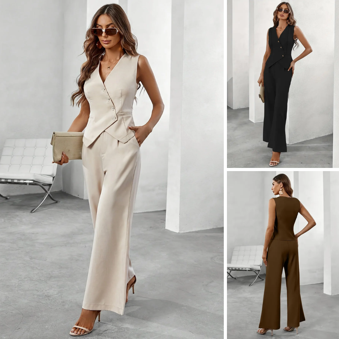 Damen Hosenanzug 2-teilig | Taillierter Blazer & Hose | Klassischer Schnitt