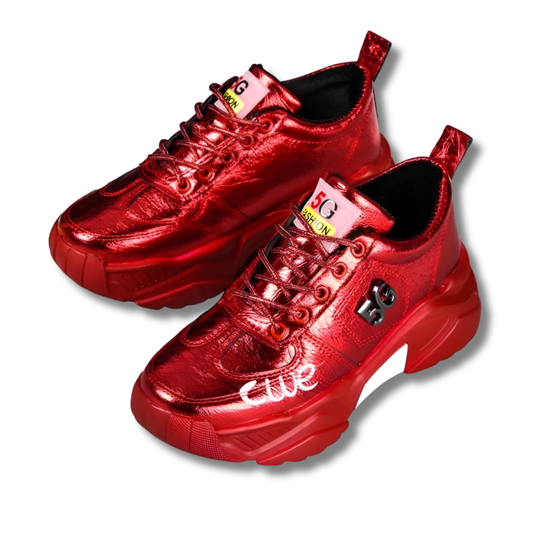 Damen Sneaker | Plateau-Sohle | Bequeme Schuhe aus pflegeleichtem Eco-Leder mit Schnürung