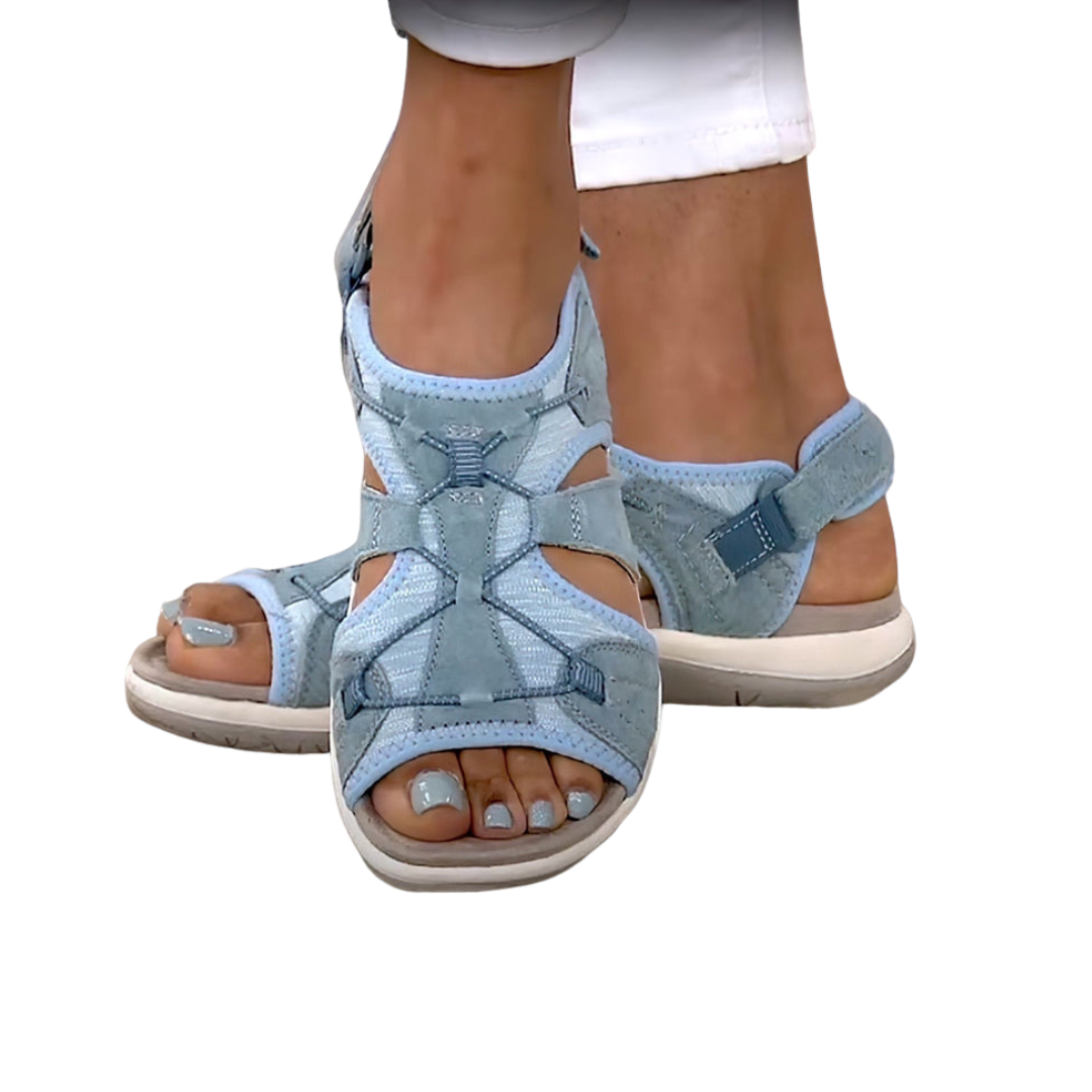 Damen Orthopädische Sandalen | Bequem mit Keilabsatz & Dreifach-Fußgewölbe | Rutschfest & Leicht