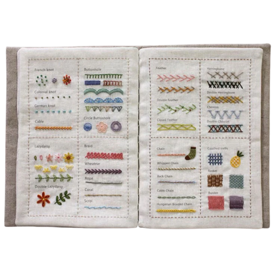 DIY Stickbuch „Stitch Book“ | 86 Stickstiche lernen | 7 Stoffseiten | Für Anfänger & Profis