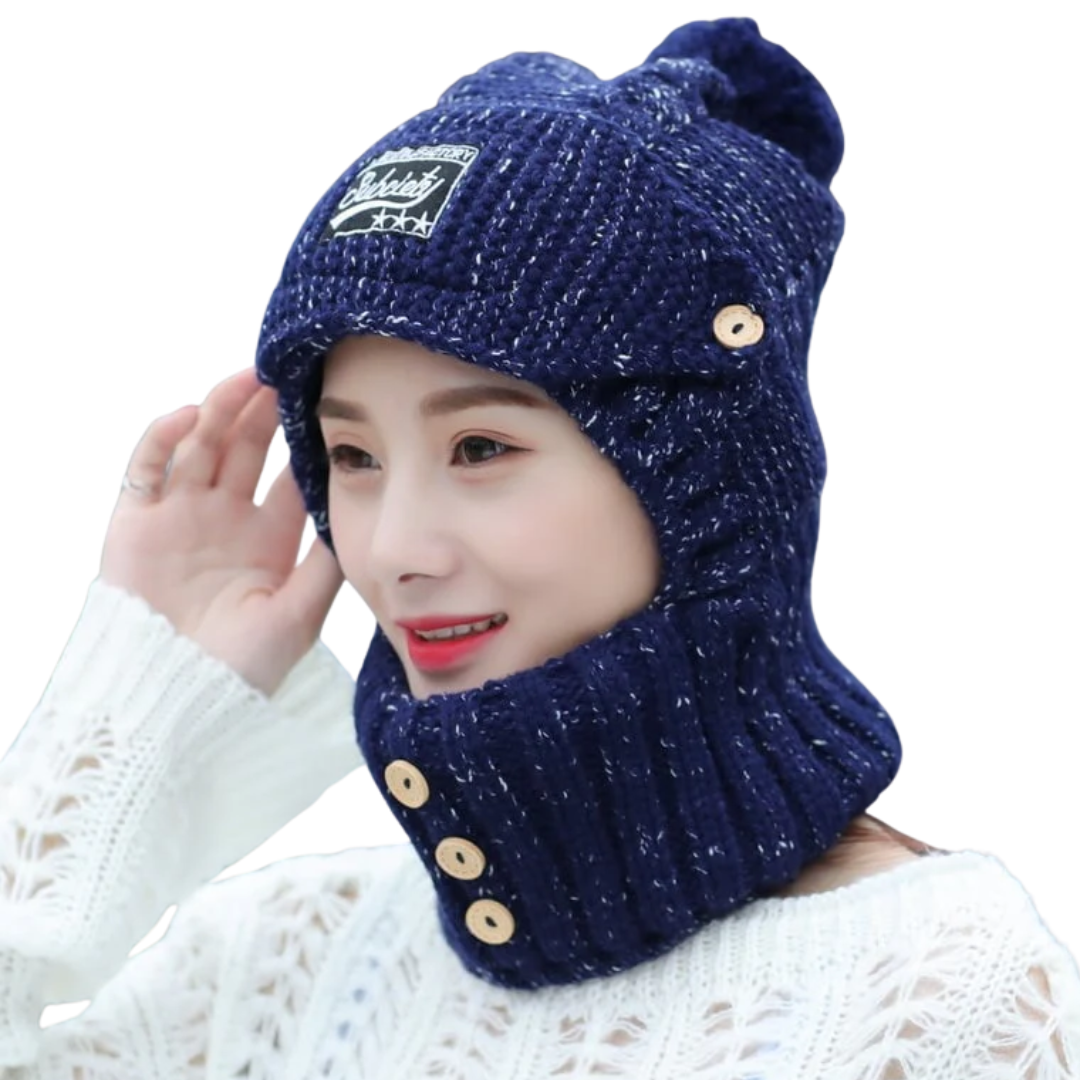Damen Wintermütze mit Schal | 2-in-1 Set | Flauschiges Futter | Eine Größe