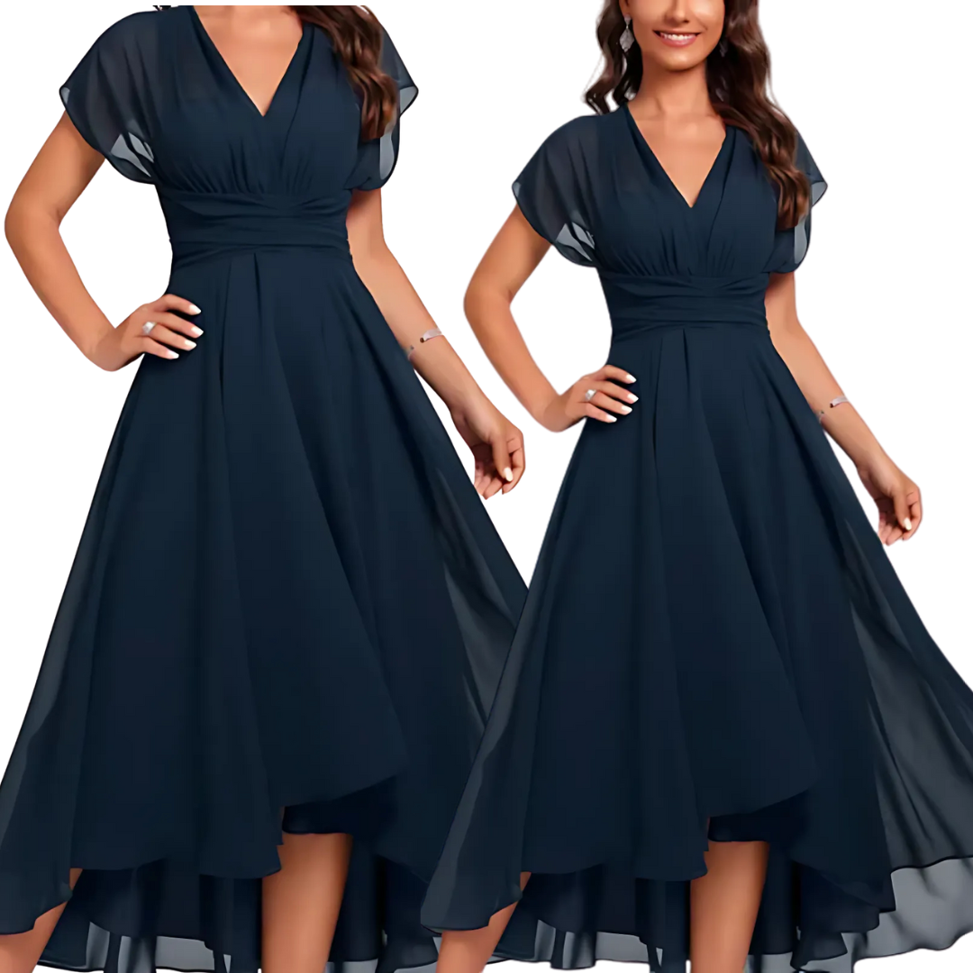Damen Kleid | V-Ausschnitt | Ausgestelltes Midi-Kleid für Formelle Anlässe