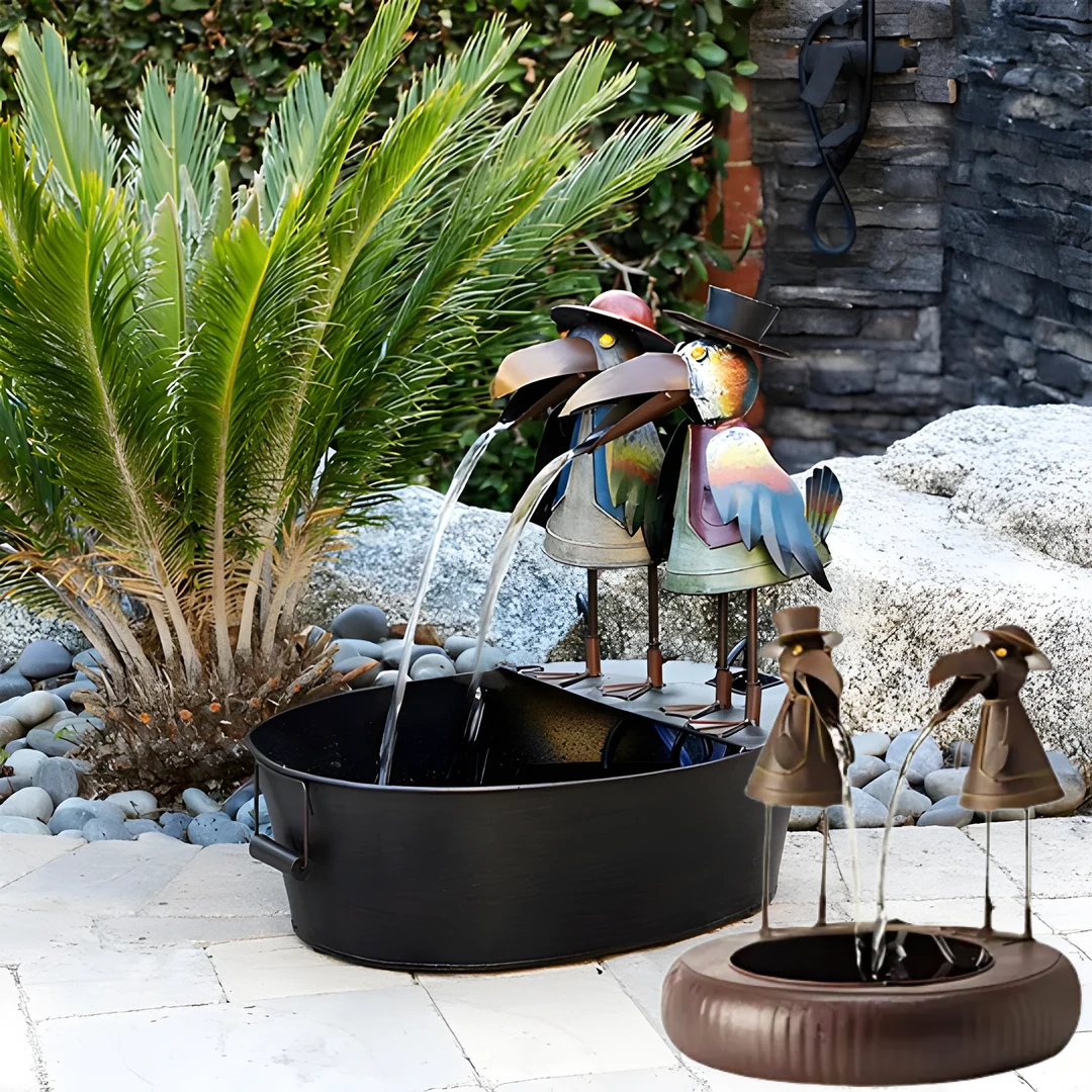 Gartenbrunnen mit Tiermotiv | Dekorativer Wasserbrunnen für Terrasse & Außenbereich