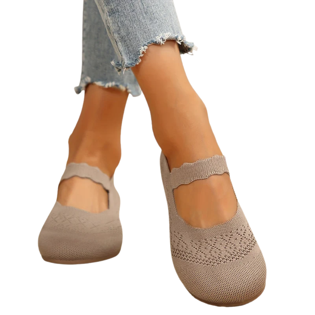 Damen Ballerinas | Mary Jane Design | Bequeme Flats mit Weichem Stoff & Rutschfester Sohle