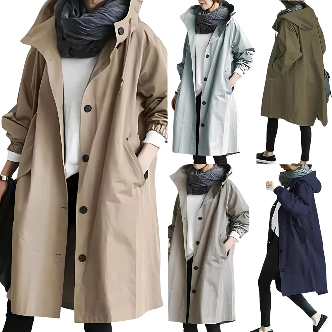 Damen Regenjacke mit Kapuze | Wasserdicht | Oversized Windbreaker
