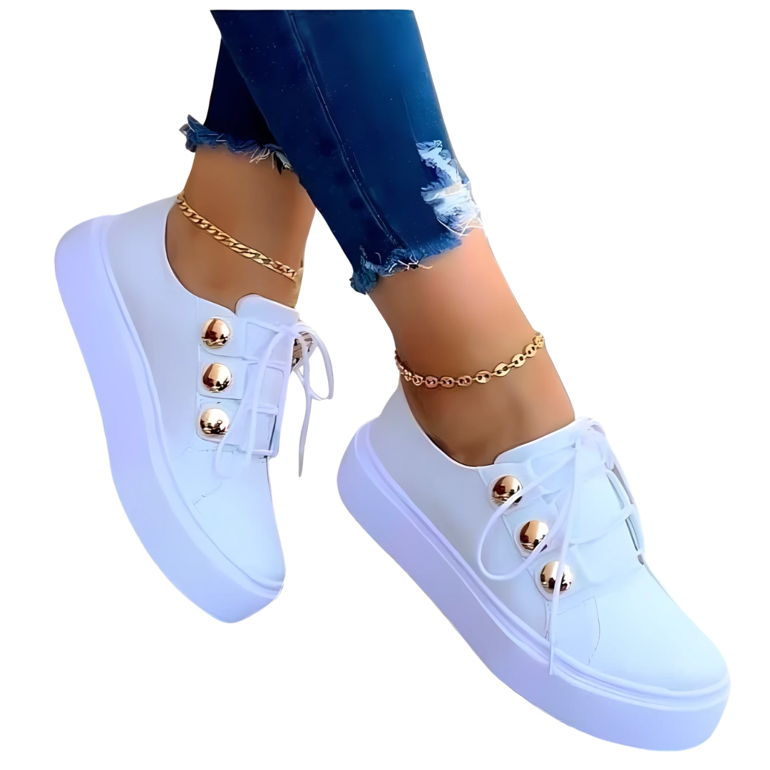 Damen Schnürschuhe | Runde Zehenform | Plateau Sneaker im Freizeit-Look