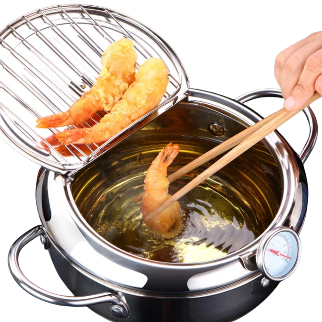 Elektrische Fritteuse | Professionell mit Thermometer | Edelstahl | Präzise Temperaturkontrolle