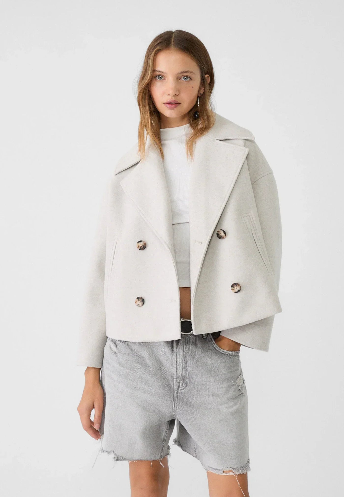 Olivia - Schicke Kurze Jacke mit Doppelreihe Knopfverschluss