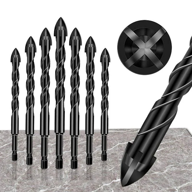 Bohrer Set | 7-teilig | Hartmetall | 4-Schneiden Kreuzdesign | Universell kompatibel