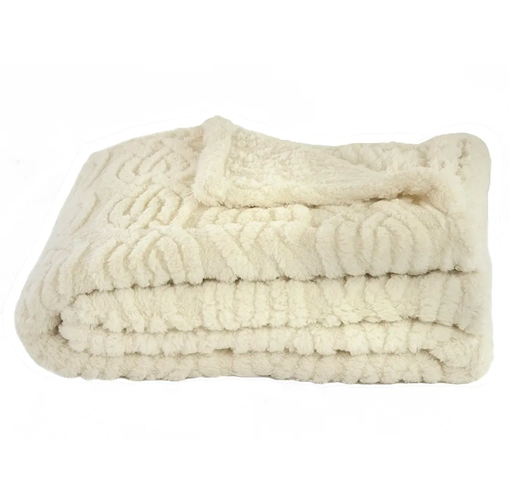 Zest - Teddy Plaid - Flanell Kabel - Ivory (170x130cm)