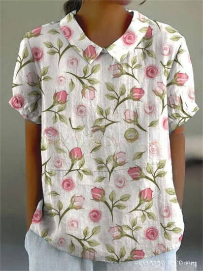 Damen Vintage Blumenmuster Bluse | Lässig