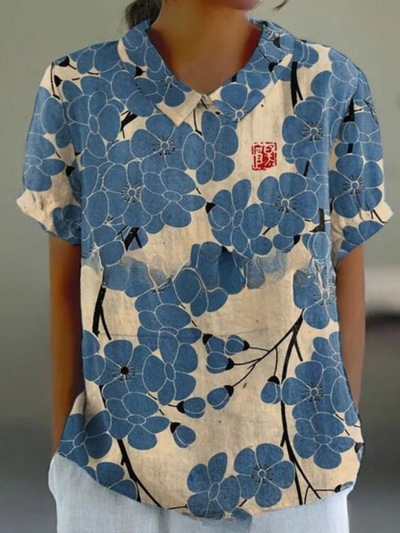 Damen Vintage Blumenmuster Bluse | Lässig