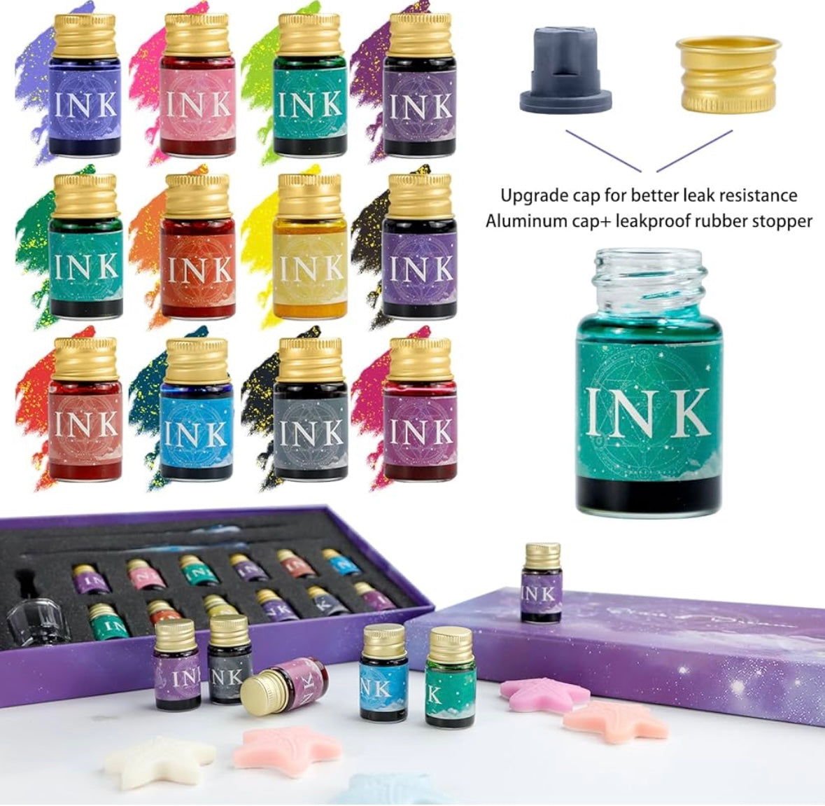 Crystaldip Glasmagie Stift | Handgefertigter Glasstift | Mit 12 Farboptionen | Künstlerisches Schreibset