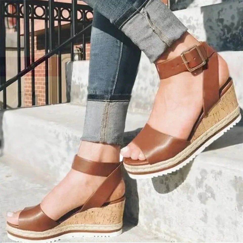 Elza | Damen Keilsandalen mit Schnalle