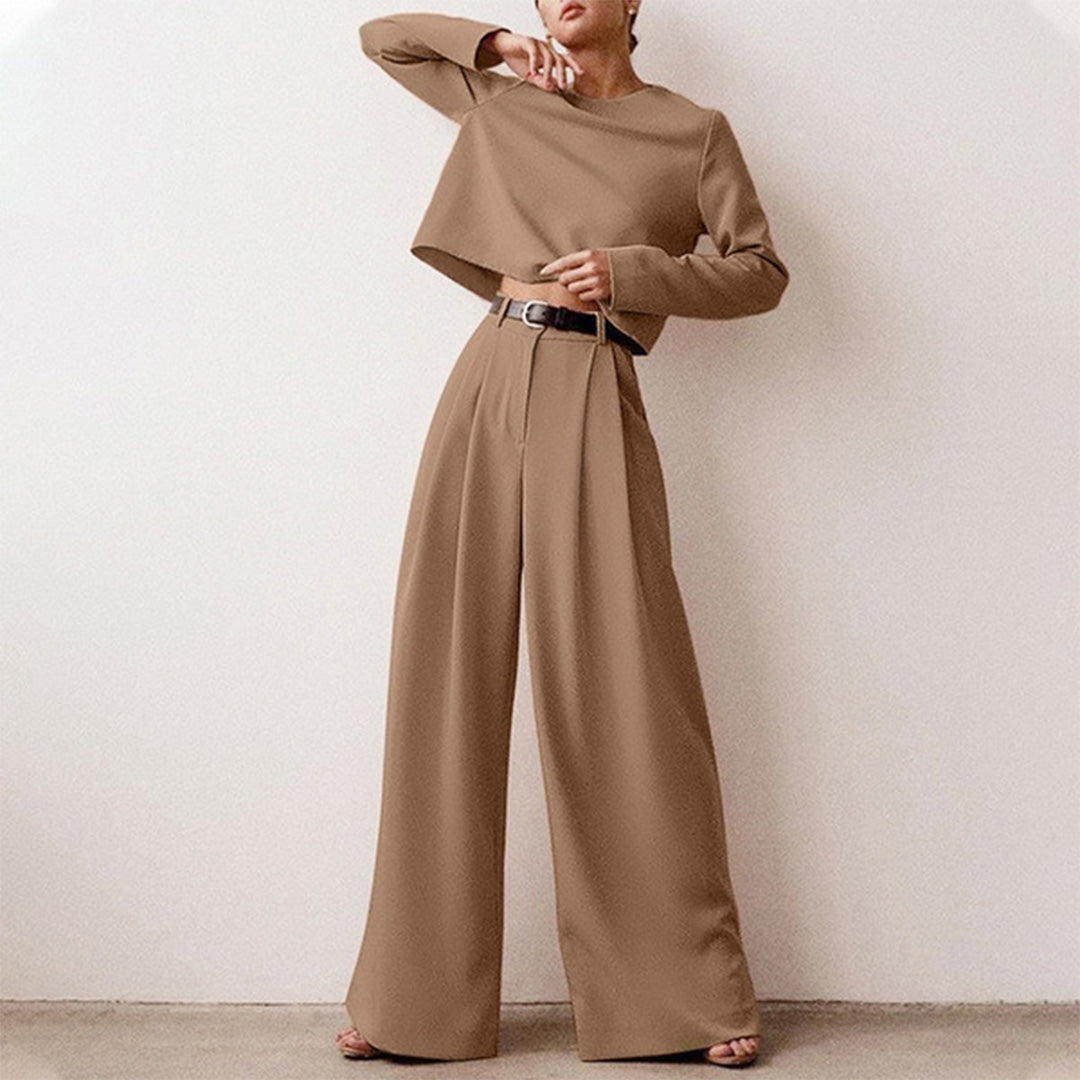 Zweiteiliges Set Aus Langärmligem Oberteil Und Hose Für Damen | Lässig