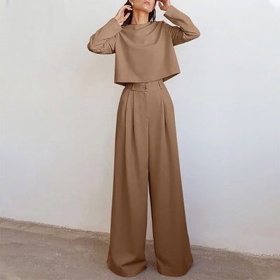 Zweiteiliges Set Aus Langärmligem Oberteil Und Hose Für Damen | Lässig
