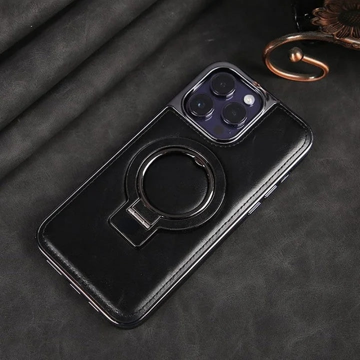 iPhone Hülle | Klassische Leder-Handyhülle mit Magnetfunktion | Standfunktion & Kamera-Schutz