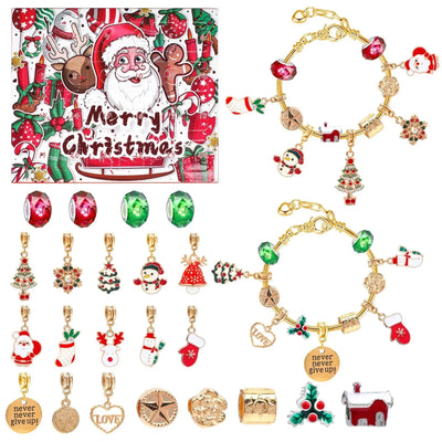 Adventskalender Schmuckset | DIY Weihnachts-Armband mit 24 Anhängern | Festliche Countdown-Idee