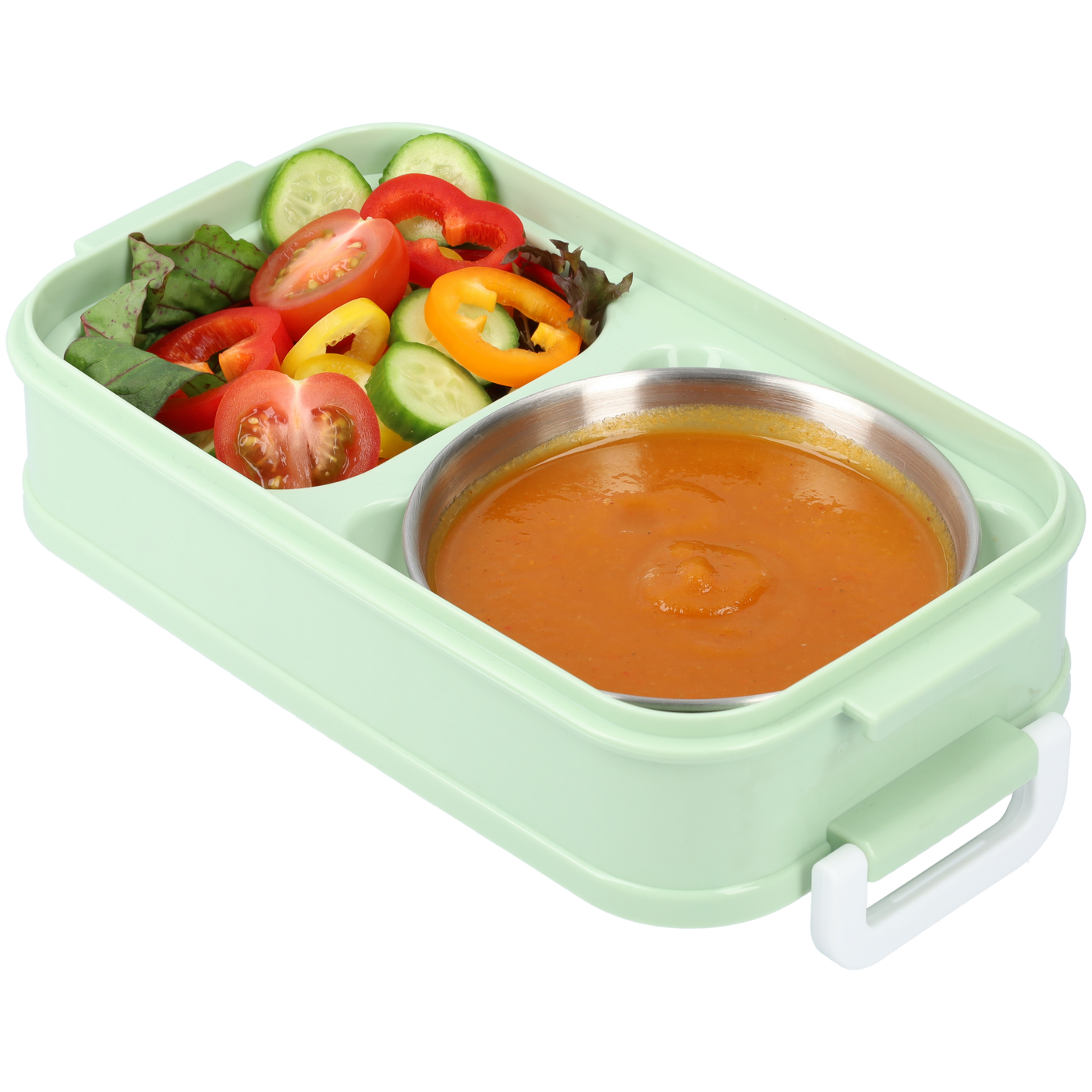 Lunchbox mit Suppenschale | Bento Box Grün | Auslaufsicher & BPA-frei | Mit Besteck & Fächern | Für Kinder & Erwachsene