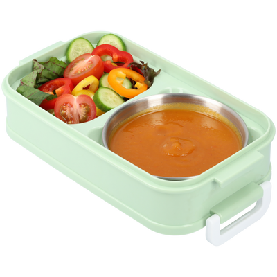Lunchbox mit Suppenschale | Bento Box Grün | Auslaufsicher & BPA-frei | Mit Besteck & Fächern | Für Kinder & Erwachsene