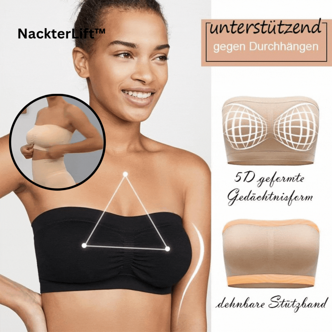 Nahtloser Damen Bandeau-BH | Sanfter Push-up-Effekt | Rutschfest & Dehnbar | Atmungsaktive Passform | NackterLift