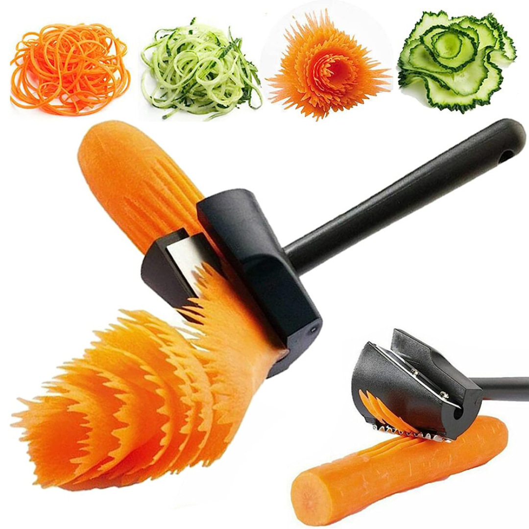 Gemüseschneider & Spiralschneider | Ergonomischer Karotten-Schäler & Curler | Edelstahlklinge