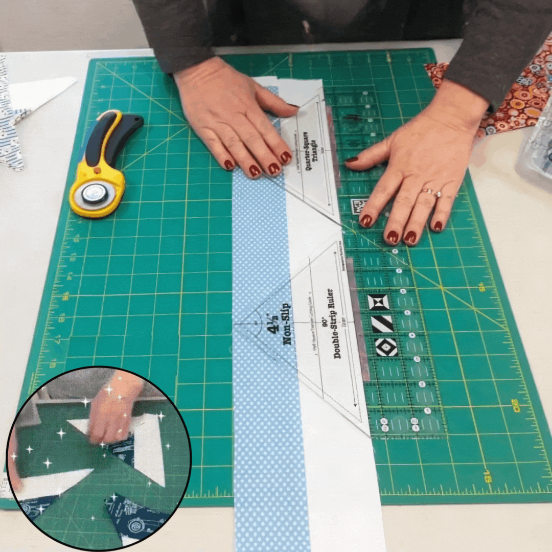 Patchwork Lineal 90° Doppelstreifen | Präzises Quilten | Zuschneiden von Dreiecken & Trapezen