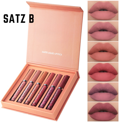 Lippenstift Set 6-teilig | Samtig-matt | Langanhaltend bis 12h | Mit Avocadoöl & Vitamin E