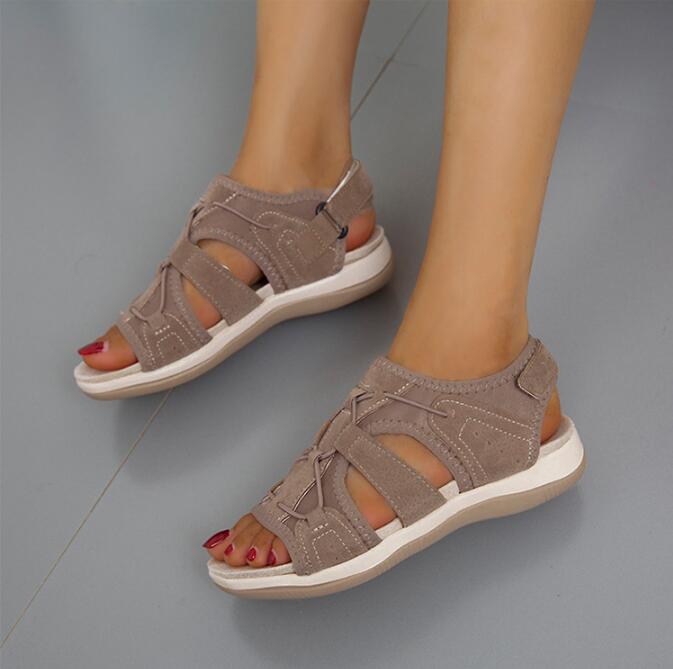 2022 New Fashion Women Flats Outdoor Beach Sandals Low Top Round Toe Casual Sports Comfortable Fish Mouth Opened Toe Sandals