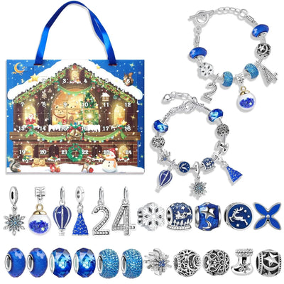 Adventskalender Schmuckset | DIY Weihnachts-Armband mit 24 Anhängern | Festliche Countdown-Idee