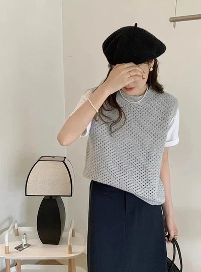 Danique - Ärmelloses Strickpullover mit Rundhalsausschnitt