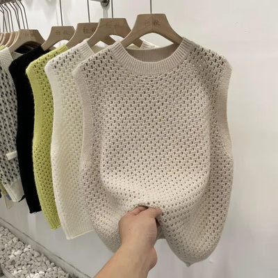 Danique - Ärmelloses Strickpullover mit Rundhalsausschnitt