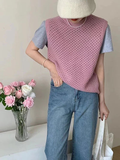 Damen Strickpullover ärmellos | Locker & Atmungsaktiv | Modernes Design für vielseitige Outfits