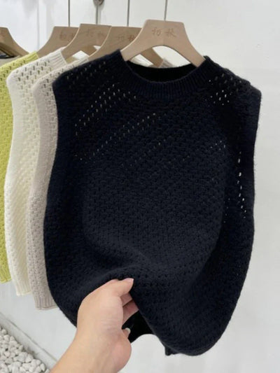 Danique - Ärmelloses Strickpullover mit Rundhalsausschnitt