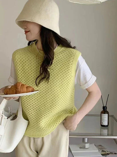 Danique - Ärmelloses Strickpullover mit Rundhalsausschnitt