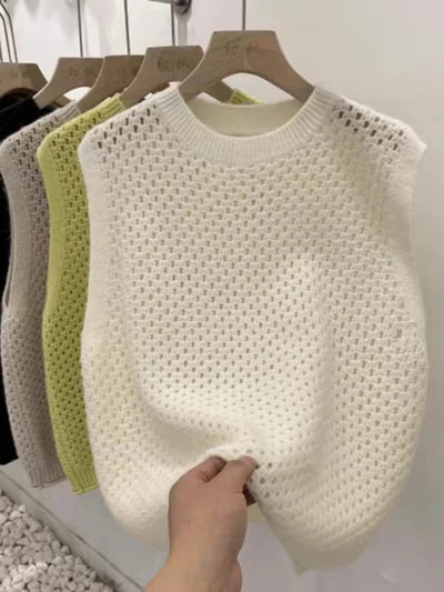 Danique - Ärmelloses Strickpullover mit Rundhalsausschnitt