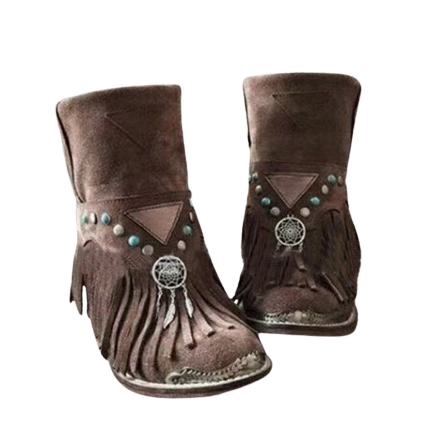 Damen Stiefeletten | Cowboy Look | Strapazierfähiges Kunstwildleder | Bequem & Pflegeleicht
