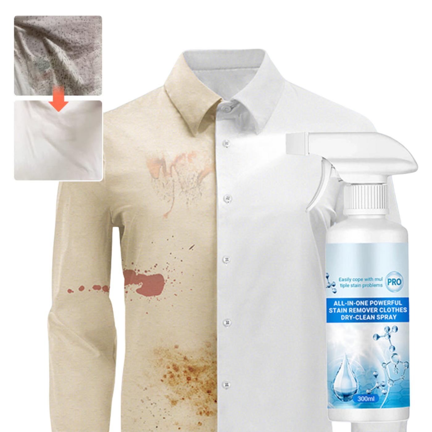 Fleckenentferner Spray | Stark Gegen Fett, Tinte & Lebensmittel | Schonend & Effektiv